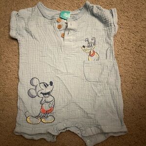 Disney Light Blue Baby Romper with Wooden Buttons